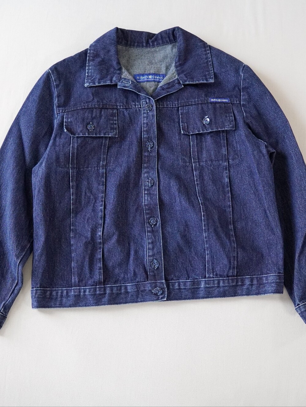 Simon Chand Dark Wash Denim Jacket 100% Cotton Vintage